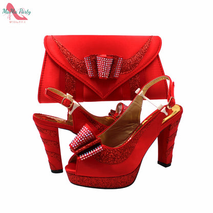 2024 High Quality Fashion Nigerian Women Shoes Matching Bag Set in Royal Blue Color Specials Design with Appliques for Party