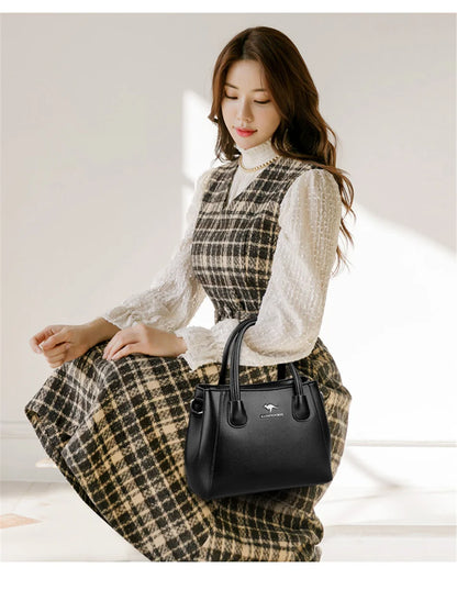 2 Layers Leather Luxury Handbags Women Bags Designer Handbags High Quality Small Casual Tote Bags For Women Shoulder Bag Winter
