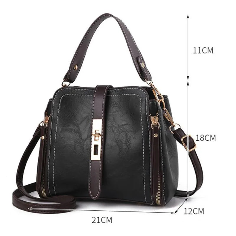 New Arrival PU Leather Bucket Shoulder Bags for Women Solid Color Crossbody Small Handbag Zipper Phone Purse Messenger Bag Pouch