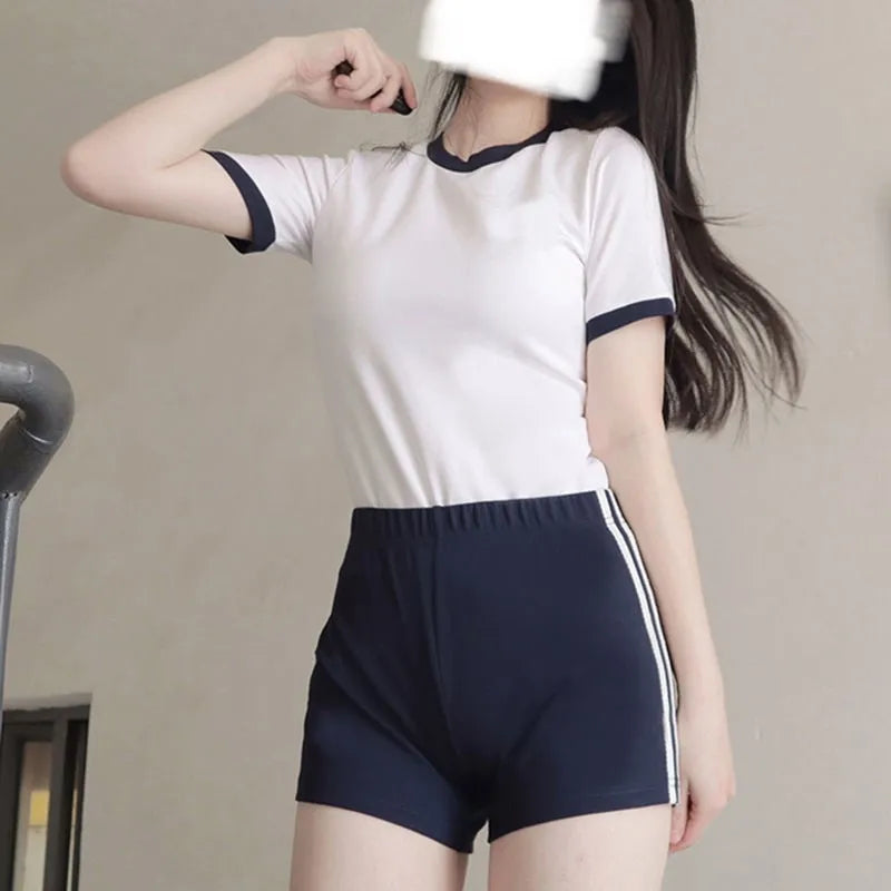 Japanese College Physical Education Sports School JK Uniform Gym Set Volleyball T Shirt Shorts Girl Women Jersey Gymnastics Suit