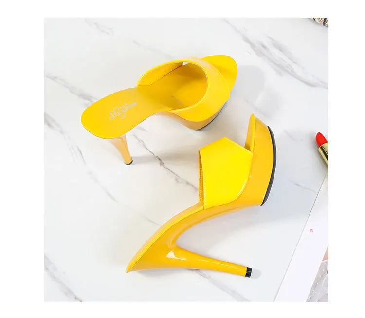 Women Shoes Sandals 2020 Summer Outside Slippers High Heels 9cm sexy High Platform Open Toe Stiletto Ladies Slides Party shoes