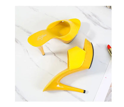 Women Shoes Sandals 2020 Summer Outside Slippers High Heels 9cm sexy High Platform Open Toe Stiletto Ladies Slides Party shoes