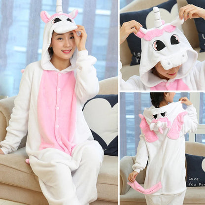 Adults and Children's Kigurumi Animal Onesies Unicorn Bear Pajamas Cartoon Frog Panda Women Men Warm Flannel Hooded Sleepwear