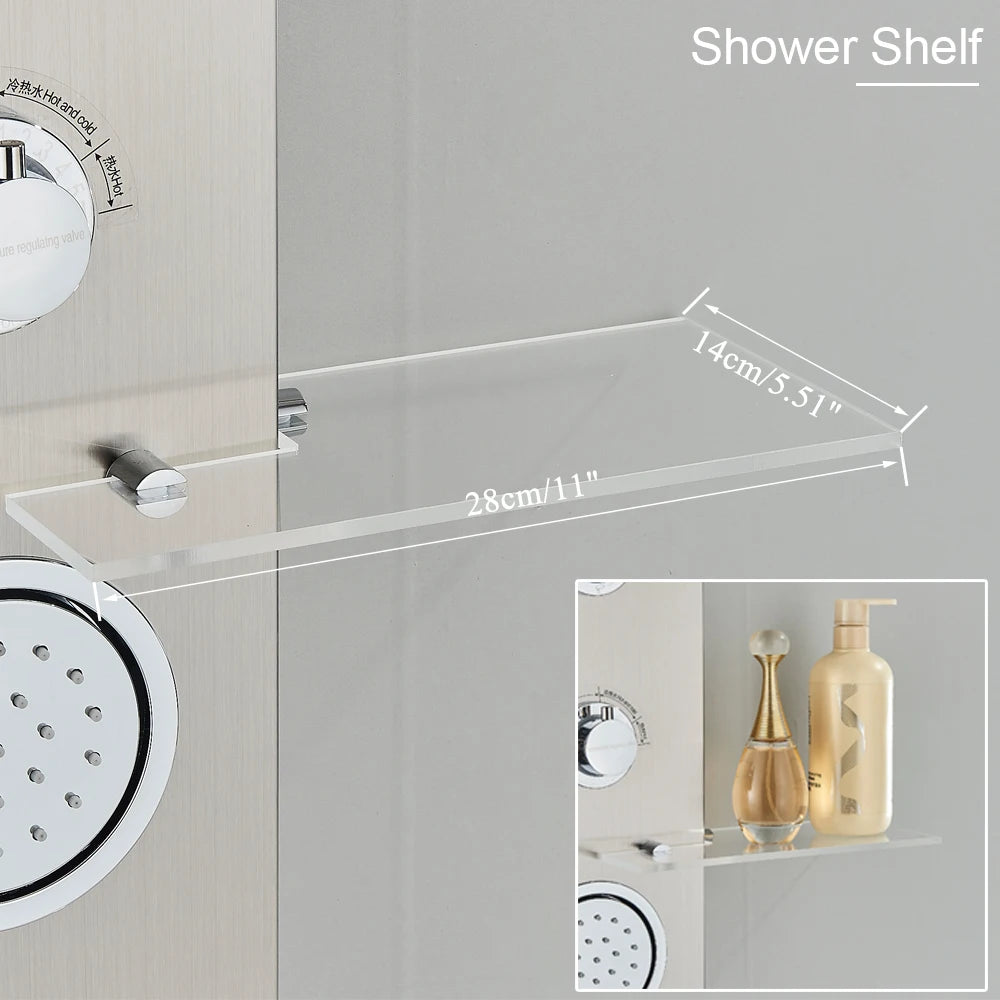 LED Light Shower Panel Waterfall Rain Digital Display Shower Faucet Set SPA Massage Jet Bathroom Column Mixer Tap Tower System