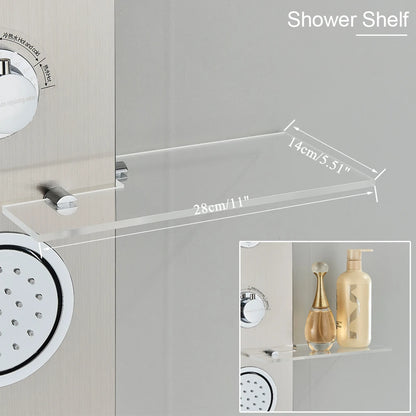LED Light Shower Panel Waterfall Rain Digital Display Shower Faucet Set SPA Massage Jet Bathroom Column Mixer Tap Tower System