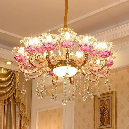 Luxury Living Room Chandelier Crystals Glass Hall Main Pendant Lamps Restaurant Bedroom French Creative Hanging Light Luminaire