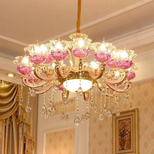 Luxury Living Room Chandelier Crystals Glass Hall Main Pendant Lamps Restaurant Bedroom French Creative Hanging Light Luminaire
