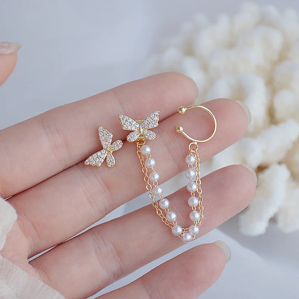 JUWANG Luxury Plated 14K Real Gold Leaves Earring Delicate Micro Inlaid Cubic Zircon CZ Stud Earrings Wedding Jewelry Pendant