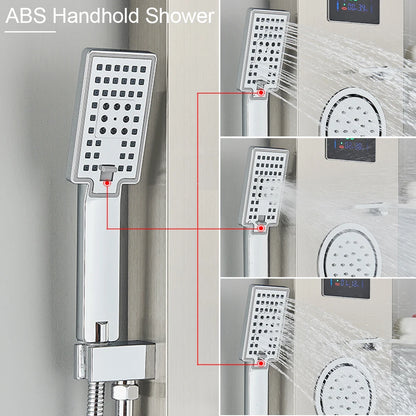 LED Light Shower Panel Waterfall Rain Digital Display Shower Faucet Set SPA Massage Jet Bathroom Column Mixer Tap Tower System