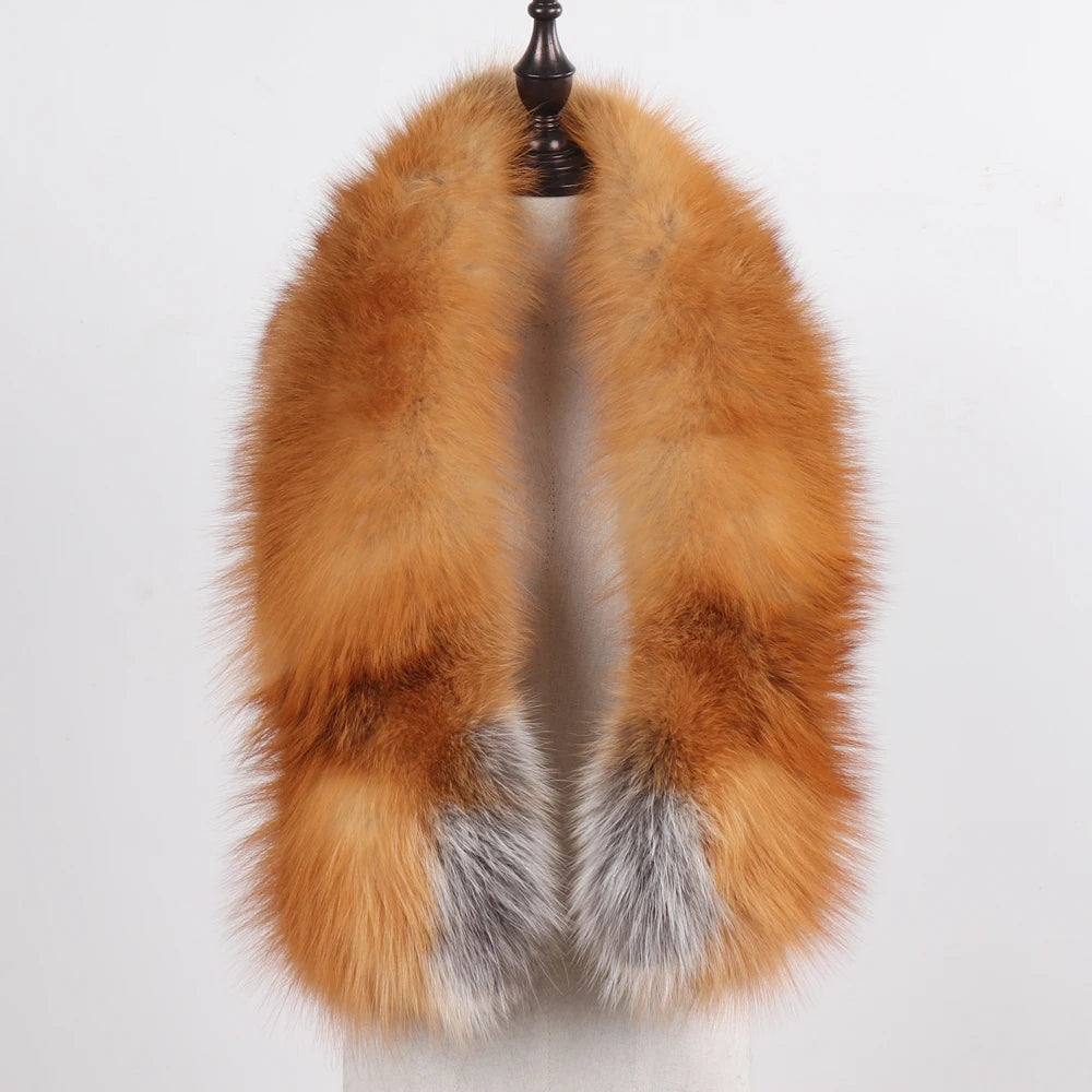 New Winter Lady Natural Luxury Real Fox Fur Scarf Shawl Full Pelt Warm Soft 100% Genuine Fox Fur Scarves Women Real Fur Muffler