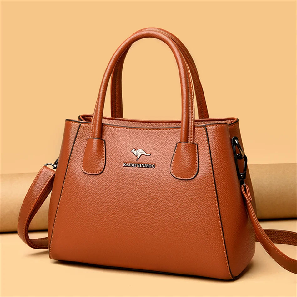 2 Layers Leather Luxury Handbags Women Bags Designer Handbags High Quality Small Casual Tote Bags For Women Shoulder Bag Winter