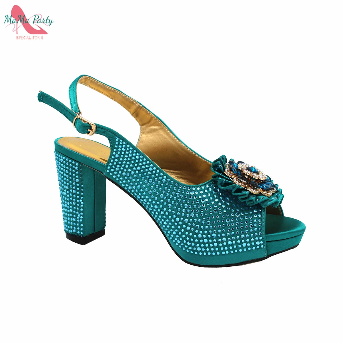 Buckle Strap Sandals Nigerian Women Shoes and Bag Set in Yellow Color with Shinning Crystal Italian Lady Shoes and Bag for Party