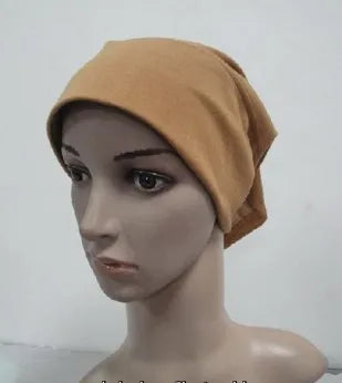 H066 Plain tube hat with cardboard underscarf Muslim Turban Pure Color Stretch Inner Hijabs Women Head Scarf Under Hijab Bonnet
