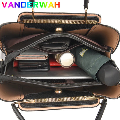 Casual Tote Women's Soft Leather Handbag Luxury Designer 3 Layers Shoulder Crossbody Bag Lady Large Capacity Shopper Sac A Main