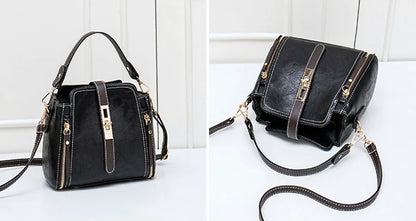 New Arrival PU Leather Bucket Shoulder Bags for Women Solid Color Crossbody Small Handbag Zipper Phone Purse Messenger Bag Pouch