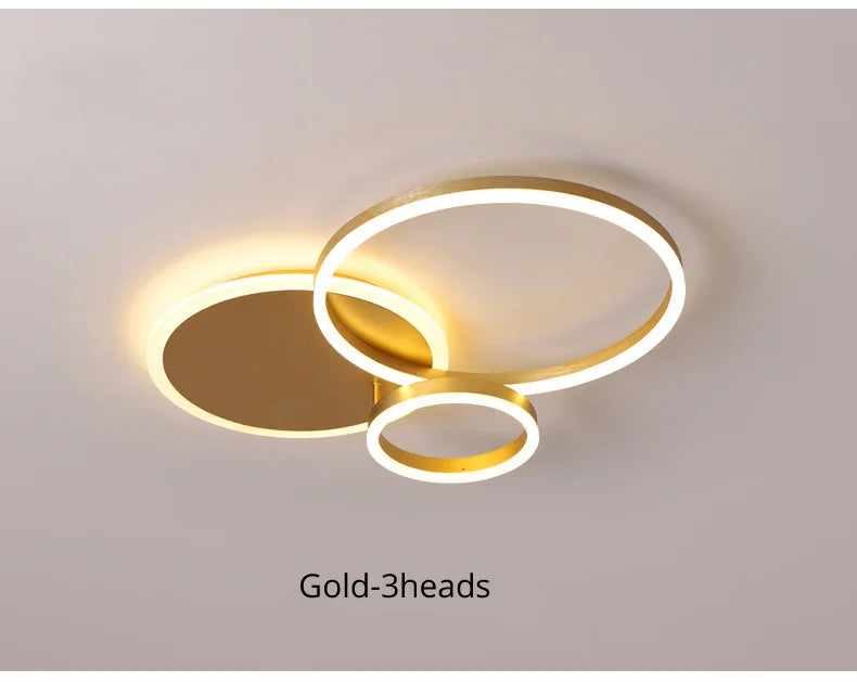 Modern Round Design Ceiling Lights For Living Room Bedroom Gold White Coffee Painted  Circle Rings Lighting Fixtures Luminaire