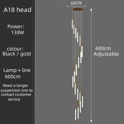 Led Pendant Light Golden Black Long Line Hanging Long Branch Chandelier Compound Attic Living Room Staircase Lighting Chandelier