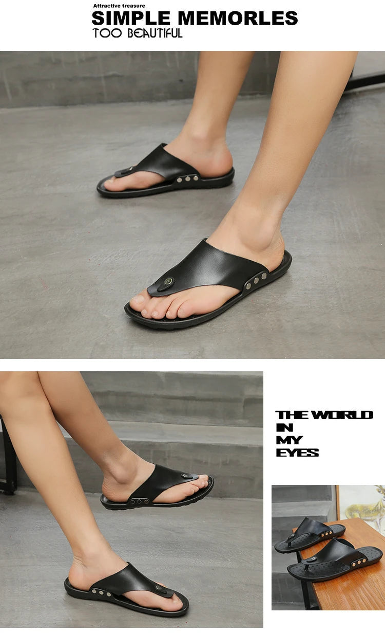 YRZL Slippers Summer Flip-Flops for Men Beach Slippers Brown Sandals Comfortable Shoes Non-Slip Bathroom Shoes  Men Slides