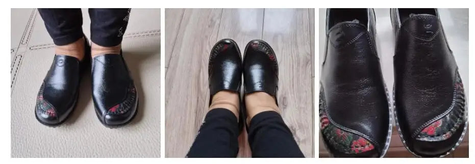 Genuine Leather Ballet Flats Shoes Women Vintage Luxury High Quality Loafers Women's Moccasins Casual Elegant Ladies Wide Shoes