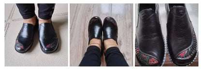 Genuine Leather Ballet Flats Shoes Women Vintage Luxury High Quality Loafers Women's Moccasins Casual Elegant Ladies Wide Shoes