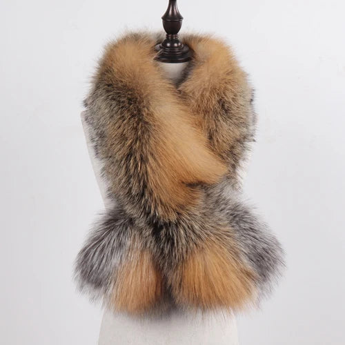 New Winter Lady Natural Luxury Real Fox Fur Scarf Shawl Full Pelt Warm Soft 100% Genuine Fox Fur Scarves Women Real Fur Muffler