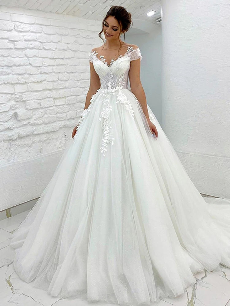 LORIE Princess Wedding Dress off The Shoulder 3D Lace Appliques Boho Bride Dresses Vestido De Novia Customized Ball Gowns 2022