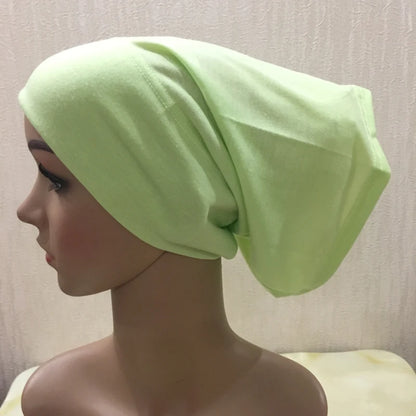 H065 plain tube hats Muslim Turban Pure Color Stretch Inner Hijabs For Caps Ready To Wear Women Head Scarf Under Hijab Bonnet