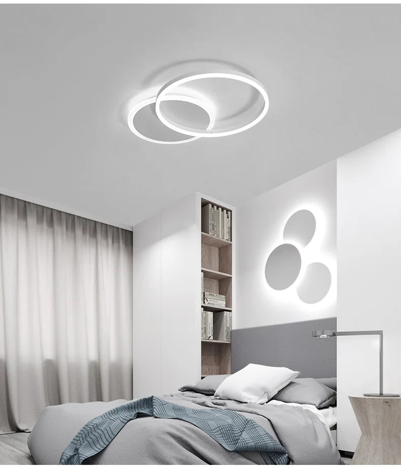 Modern Round Design Ceiling Lights For Living Room Bedroom Gold White Coffee Painted  Circle Rings Lighting Fixtures Luminaire