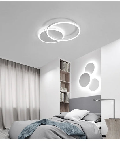 Modern Round Design Ceiling Lights For Living Room Bedroom Gold White Coffee Painted  Circle Rings Lighting Fixtures Luminaire