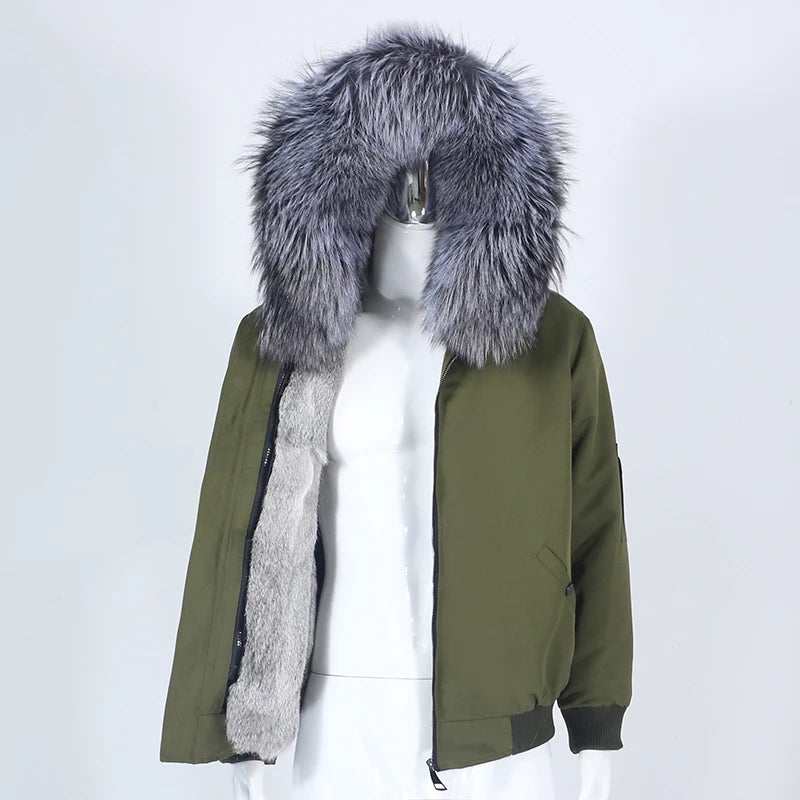 OFTBUY Waterproof Men Bomber Parka Winter Jacket Natural Real Raccoon Fox Fur Coat Collar Hooded Rabbit Liner Streetwear