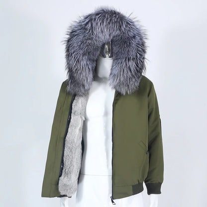 OFTBUY Waterproof Men Bomber Parka Winter Jacket Natural Real Raccoon Fox Fur Coat Collar Hooded Rabbit Liner Streetwear
