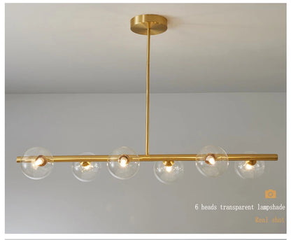 OUDELADILong dining table pendant lights Brass Lighting fixtures living room Restaurant  Kitchen Island Glass ball Chandelier