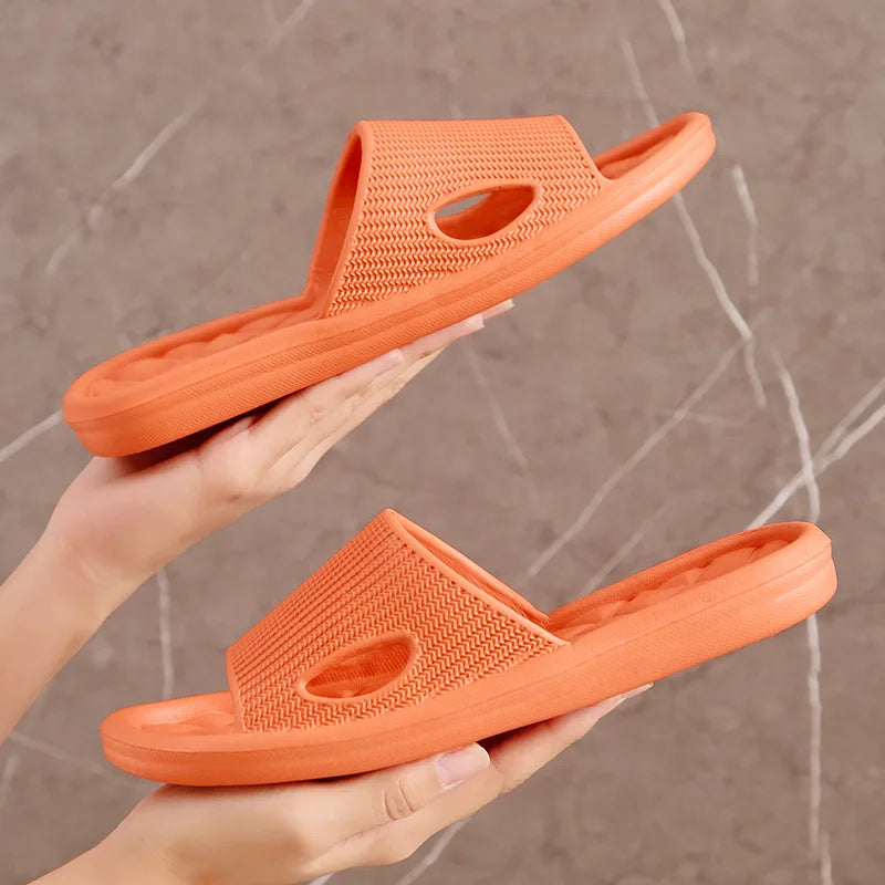 Soft Home Slippers Couple Summer Indoor Skid Proof Bathroom Slippers Sandals Hotel Solid Color Men Women Flip Flops Flat Shoes