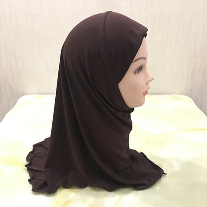 H061 Beautiful plain small girl hijab simple cute hijab hats women's caps can fit 2-6 years old girls