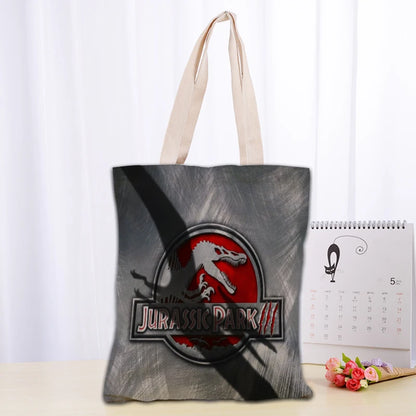 Custom Jurassic Park Logo Tote Bag Reusable Women Canvas Shoulder Bag Handbag Shoulder Pouch Foldable Canvas Shopping Bags