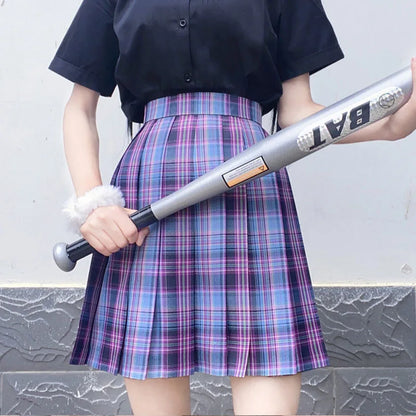 School Girl Uniform Pleated Skirts Japanese School Uniform High Waist A-Line Plaid Skirt Sexy JK Uniforms for Woman Full set