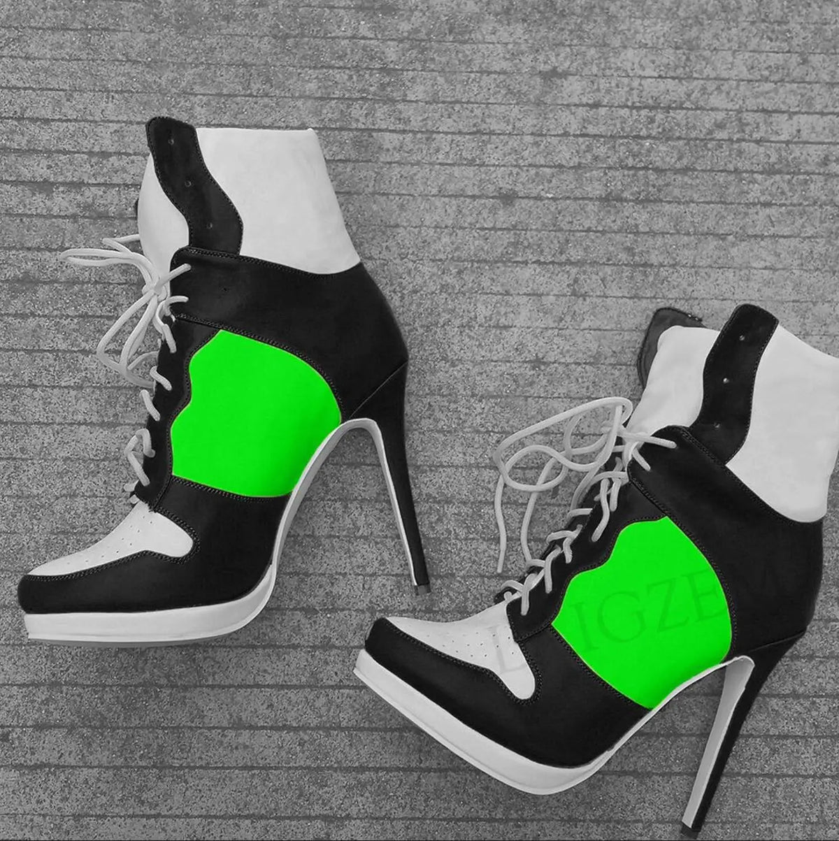LAIGZEM SUPER Women Ankle Boots Patchwork High Heel Comfortable Short Boots Winter Casual Ladies Botines Mujer Big Size 45 46 47