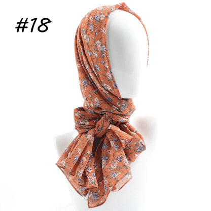 70*180cm Women Printed Soft Floral Muslim Chiffon Hijab Head Scarf Wraps New Designs