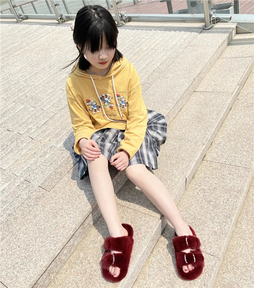 Slippers Ladies Summer Fluffy Mink Fur Slippers 100% Mink Fur Slippers Ladies Sandals 2021 Home Slippers Girls Outdoor Slippers
