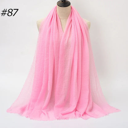 Hot Crinkle Cotton Hijab Scarf Women Scarves Bandana Turban Headscarf Muslim Shawl Africa Wrap Headband Islamic Shawls Headband