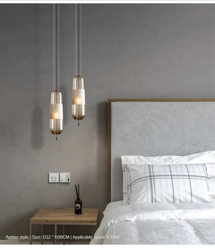 Restaurant Chandelier Lights Bedroom Bedside Living Dining Room Pendant Lamps Glass Decoration Nordic Hanging Kitchen Lighting