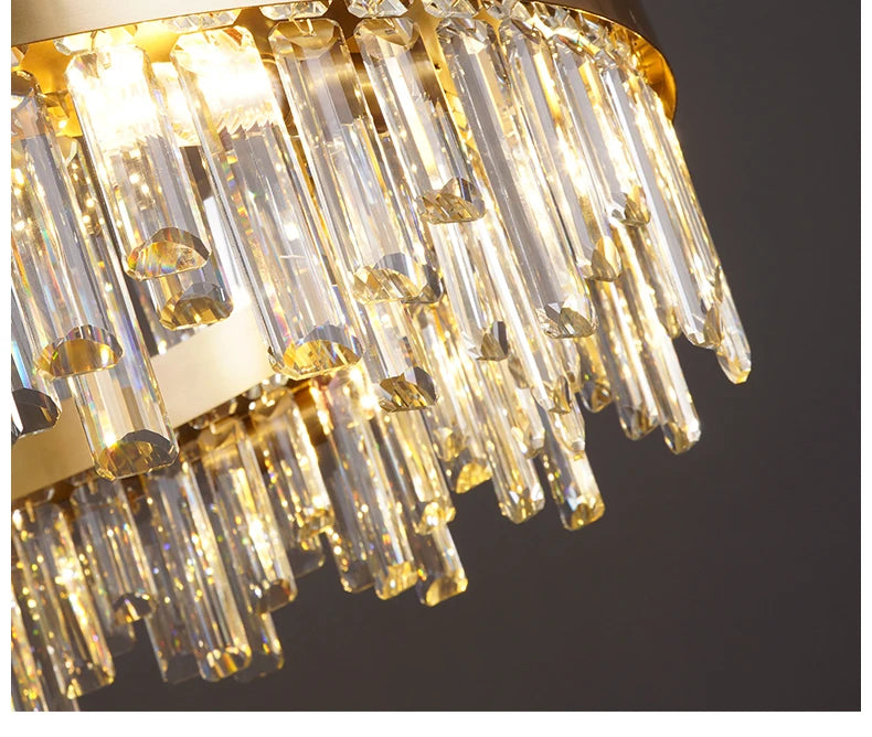 LED Postmodern Golden Chrome Silver Round Oval Crystal Chandelier Lighting Suspension Luminaire Lampen For Dinning Room