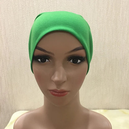 H065 plain tube hats Muslim Turban Pure Color Stretch Inner Hijabs For Caps Ready To Wear Women Head Scarf Under Hijab Bonnet