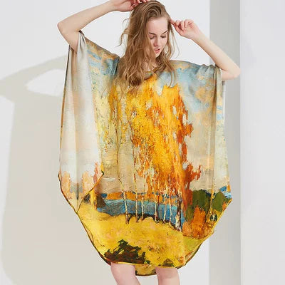 100% Mulberry Silk Nightgowns For Women  Long   Silk Nightdress  Real Silk sleepwear  Ladies Female   Gift Loose Large Free size