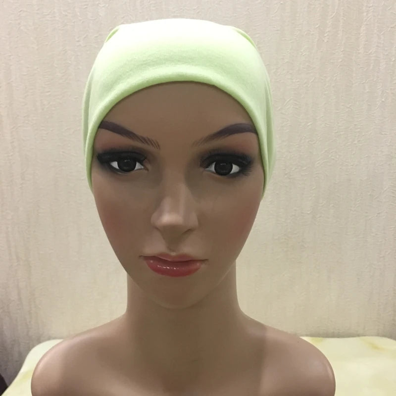 H065 plain tube hats Muslim Turban Pure Color Stretch Inner Hijabs For Caps Ready To Wear Women Head Scarf Under Hijab Bonnet