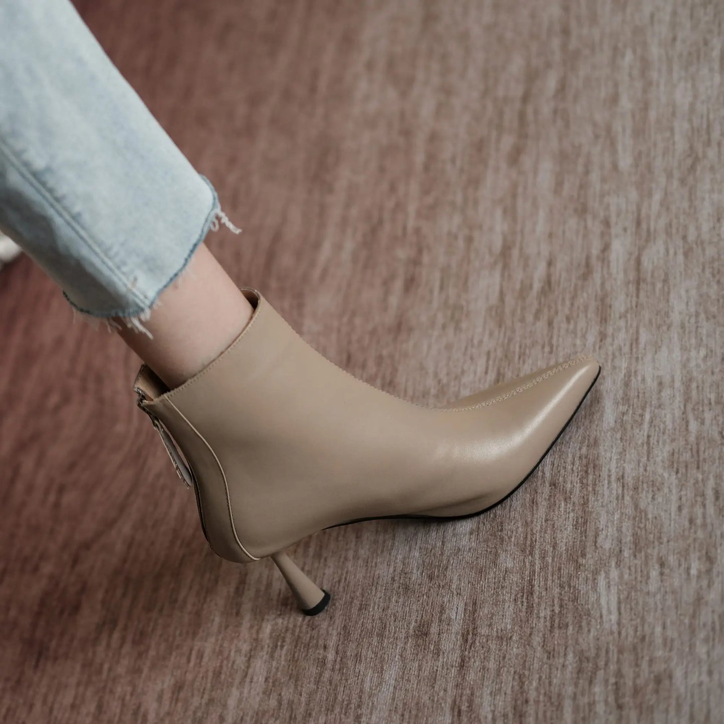 Krazing Pot Big Size 42 Cow Leather Pointed Toe High Heels Chic Design Concise Winter Spring Shoe Dress Warm Wedding Ankle Boots