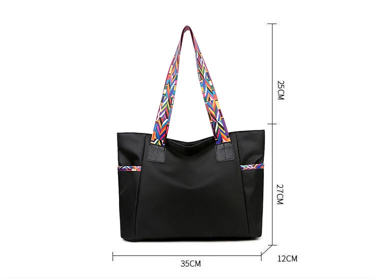 aliwood New Large Capacity Nylon Women Shoulder Bags Simple Colorful Shoulder Strap Waterproof Casual Tote Shopping Bag Handbags