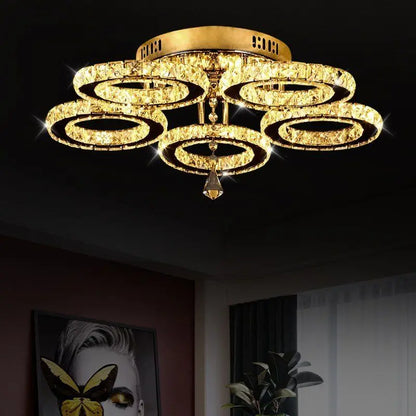 Modern Pendant Light Led Crystal Ring Ceiling Lamp Living Dining Room Chandelier Lustre Bedroom Luxury Home Decor Fixture Lumina