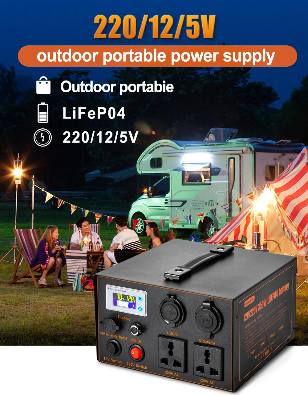 12v50AH Lifepo4 battery Portable power station 60AH Lithium Inverter 220V 500W For Outdoor Camping available mobile 30AH 25AH