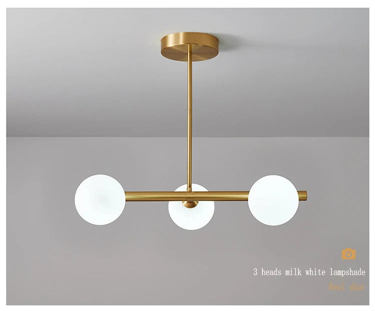 OUDELADILong dining table pendant lights Brass Lighting fixtures living room Restaurant  Kitchen Island Glass ball Chandelier